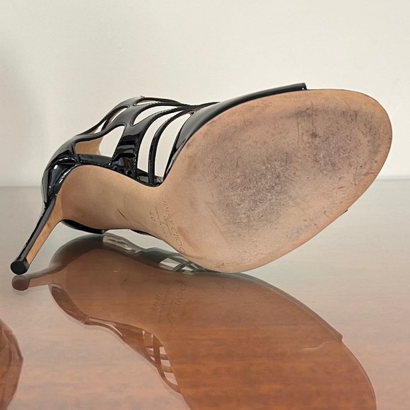 EUC Jimmy Choo Ren 100 Cut Out Black Leather Heels - Picture 10 of 13